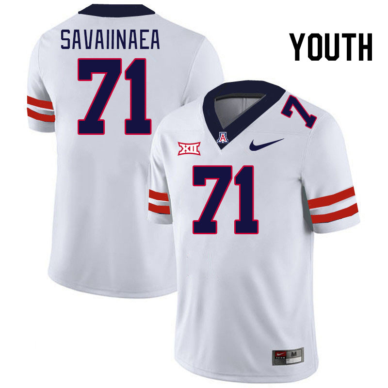 Youth #71 Jonah Savaiinaea Arizona Wildcats Big 12 Conference College Football Jerseys Stitched-Whit